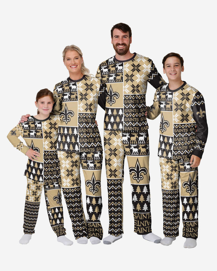 New Orleans Saints Mens Busy Block Family Holiday Pajamas FOCO - FOCO.com