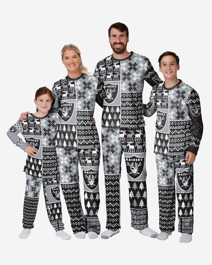 Las Vegas Raiders NFL Busy Block Family Holiday Pajamas