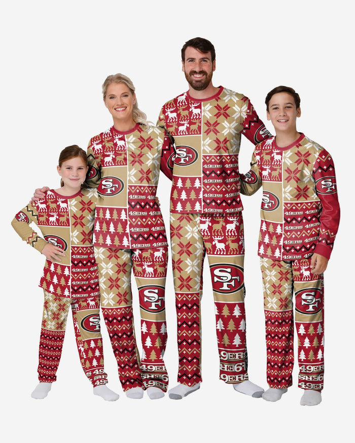 San Francisco 49ers Womens Busy Block Family Holiday Pajamas FOCO - FOCO.com