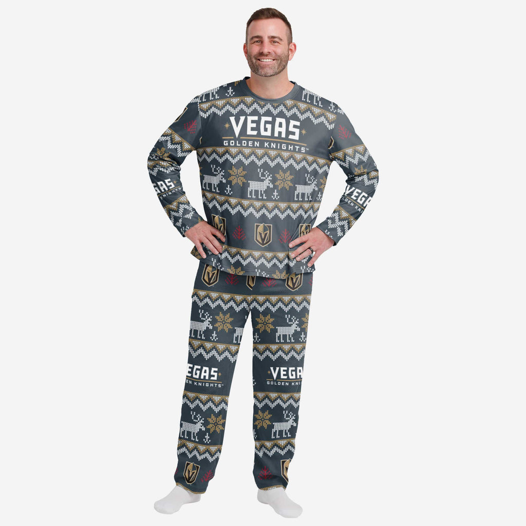 Vegas Golden Knights Mens Ugly Pattern Family Holiday Pajamas FOCO S - FOCO.com