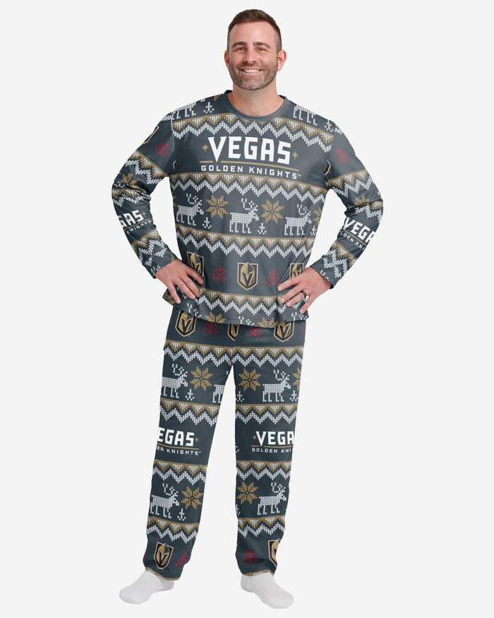 Vegas Golden Knights Mens Ugly Pattern Family Holiday Pajamas FOCO S - FOCO.com