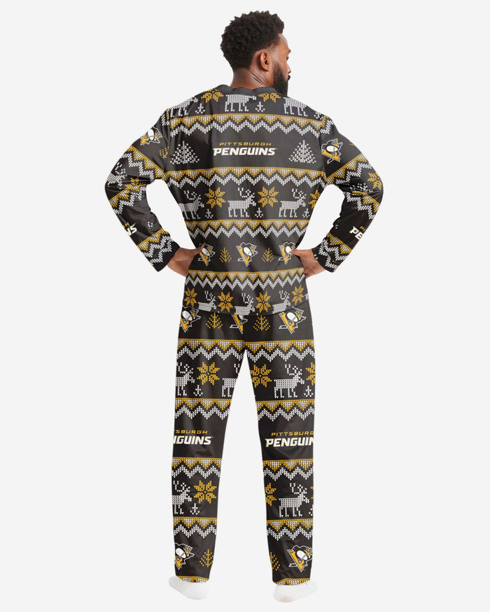 Pittsburgh Penguins Mens Ugly Pattern Family Holiday Pajamas FOCO - FOCO.com