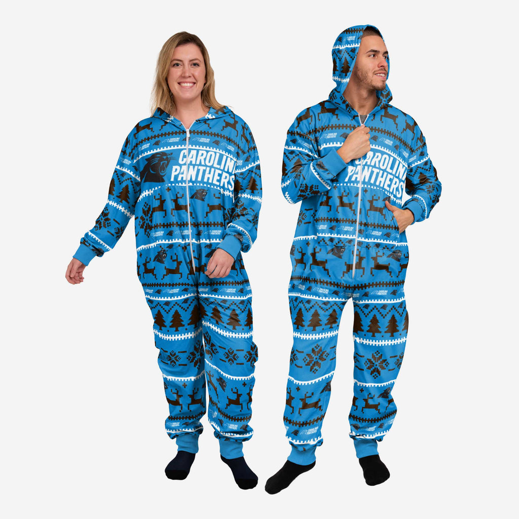 Carolina Panthers Holiday One Piece Pajamas FOCO XS - FOCO.com
