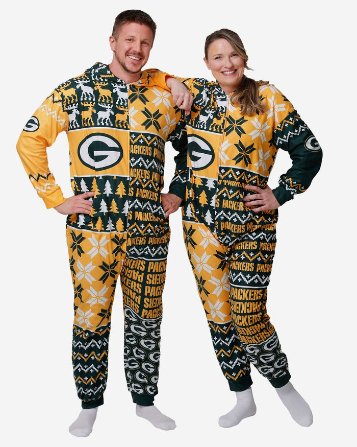 Green Bay Packers Busy Block One Piece Pajamas FOCO S - FOCO.com