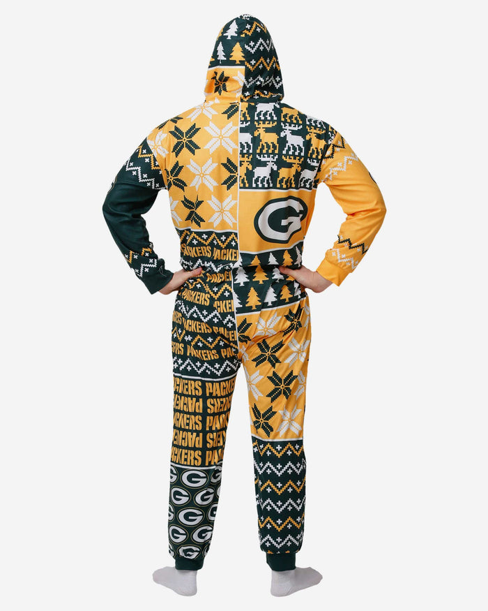 Green Bay Packers Busy Block One Piece Pajamas FOCO - FOCO.com