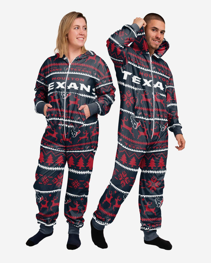 Houston Texans Holiday One Piece Pajamas FOCO XS - FOCO.com