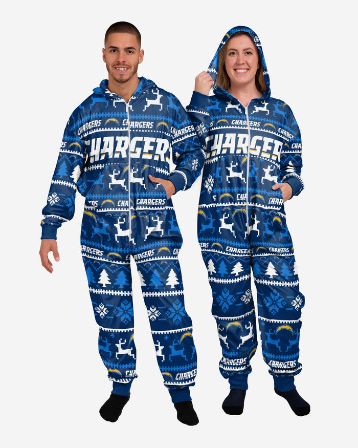Los Angeles Chargers Holiday One Piece Pajamas FOCO XS - FOCO.com