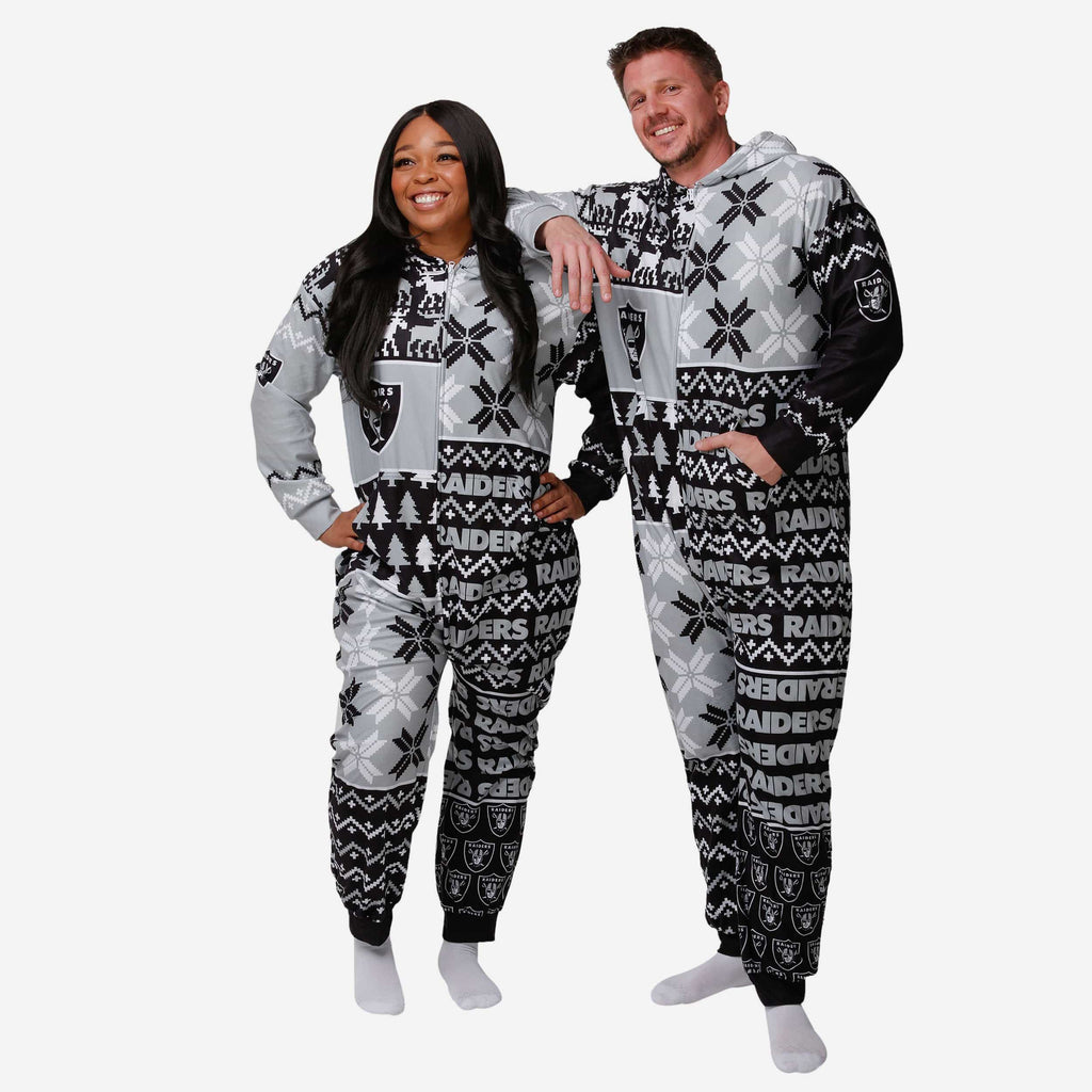 Las Vegas Raiders Busy Block One Piece Pajamas FOCO S - FOCO.com