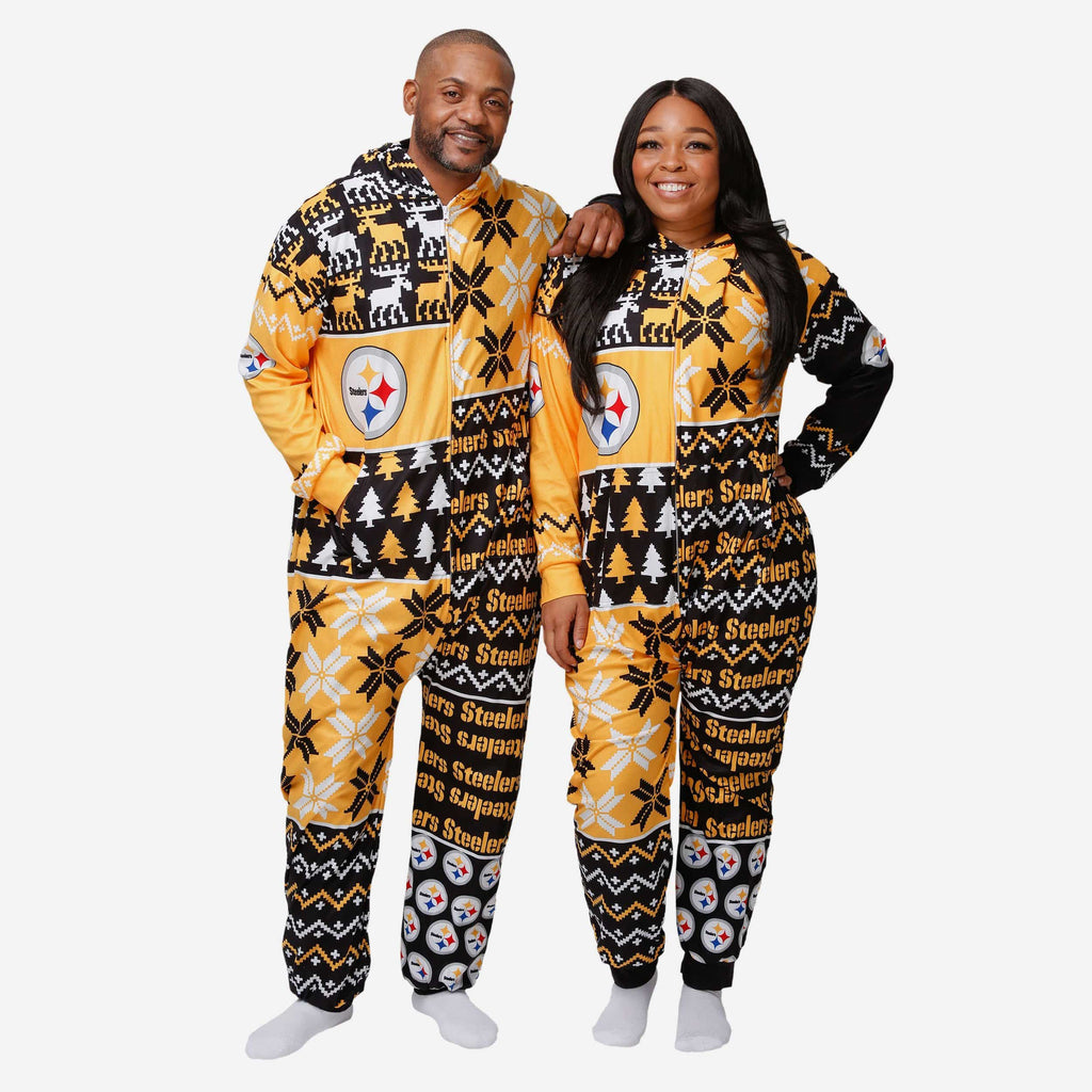 Pittsburgh Steelers Busy Block One Piece Pajamas FOCO S - FOCO.com