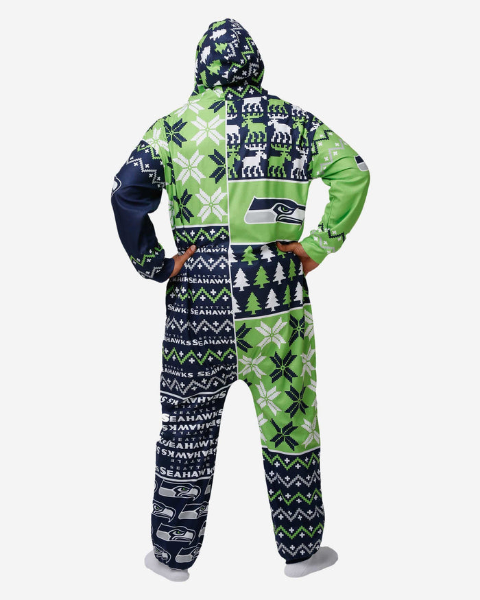 Seattle Seahawks Busy Block One Piece Pajamas FOCO - FOCO.com