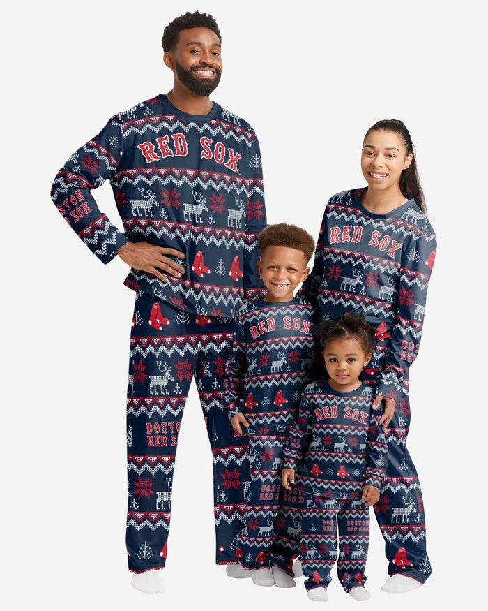 Boston Red Sox Womens Ugly Pattern Family Holiday Pajamas FOCO - FOCO.com