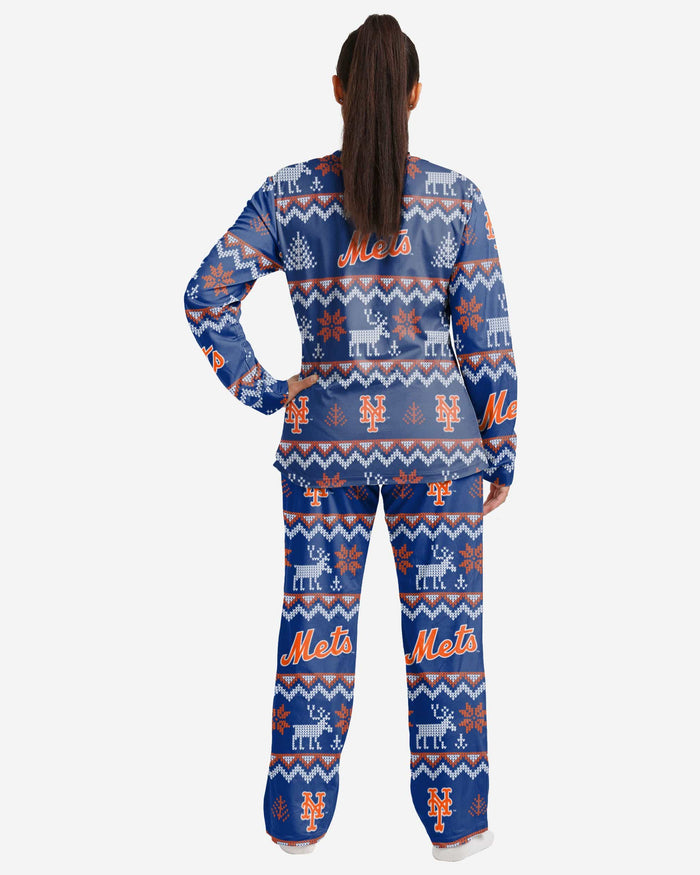 New York Mets Womens Ugly Pattern Family Holiday Pajamas FOCO - FOCO.com