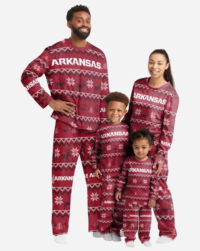 Arkansas Razorbacks Womens Ugly Pattern Family Holiday Pajamas FOCO - FOCO.com