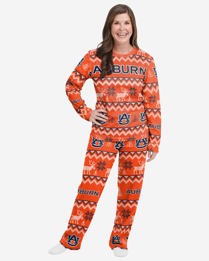 Auburn Tigers Womens Ugly Pattern Family Holiday Pajamas FOCO S - FOCO.com