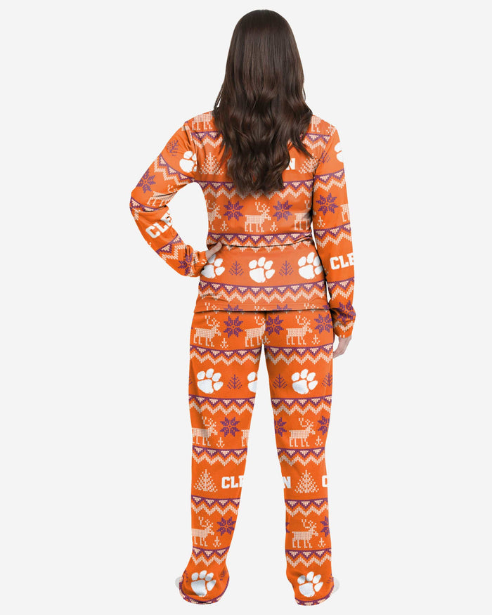 Clemson Tigers Womens Ugly Pattern Family Holiday Pajamas FOCO - FOCO.com