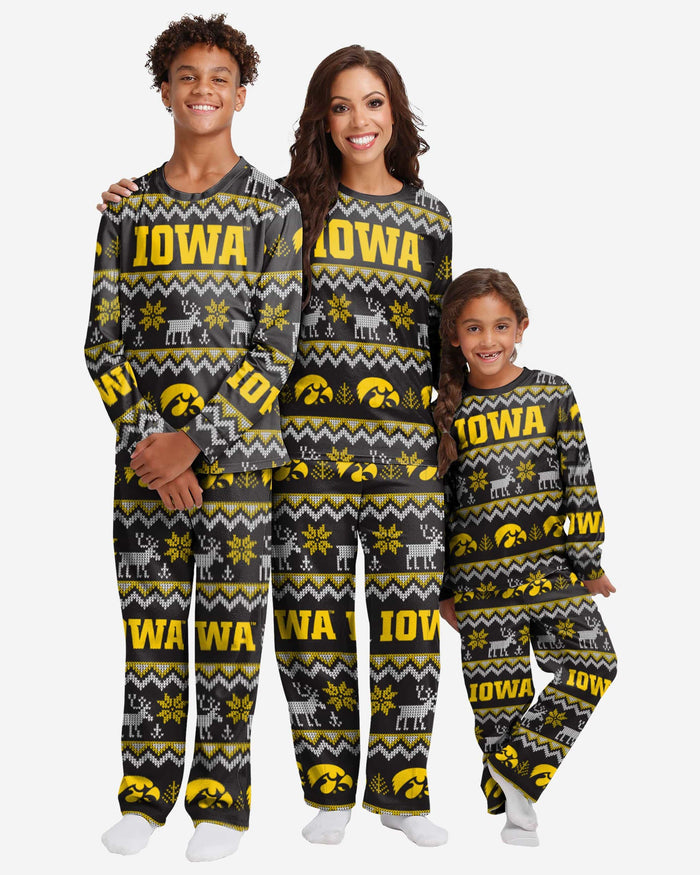 Iowa Hawkeyes Womens Ugly Pattern Family Holiday Pajamas FOCO - FOCO.com