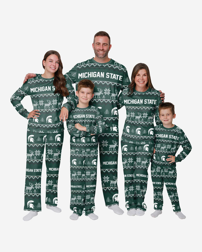 Michigan State Spartans Womens Ugly Pattern Family Holiday Pajamas FOCO - FOCO.com
