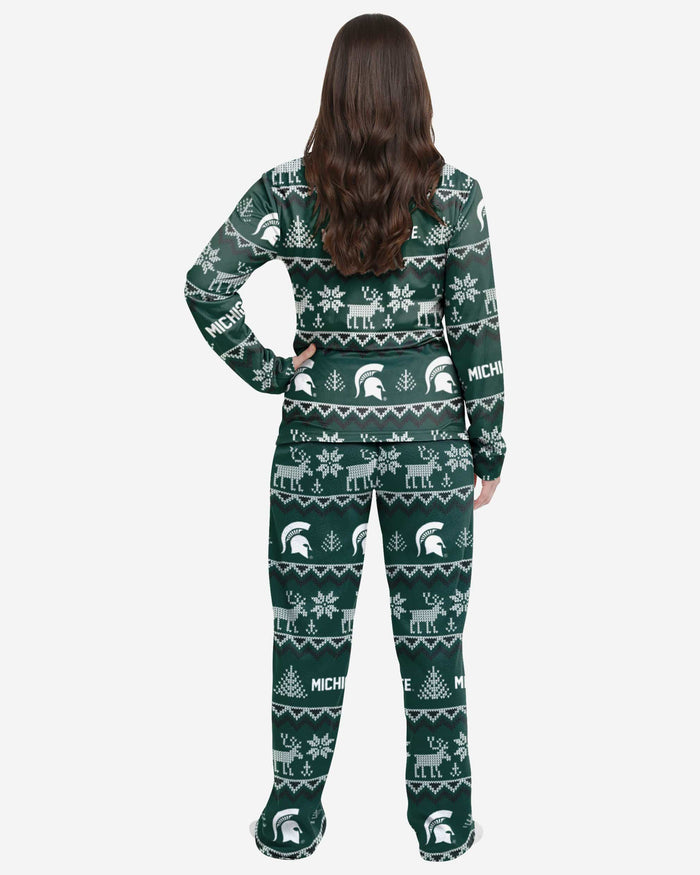 Michigan State Spartans Womens Ugly Pattern Family Holiday Pajamas FOCO - FOCO.com