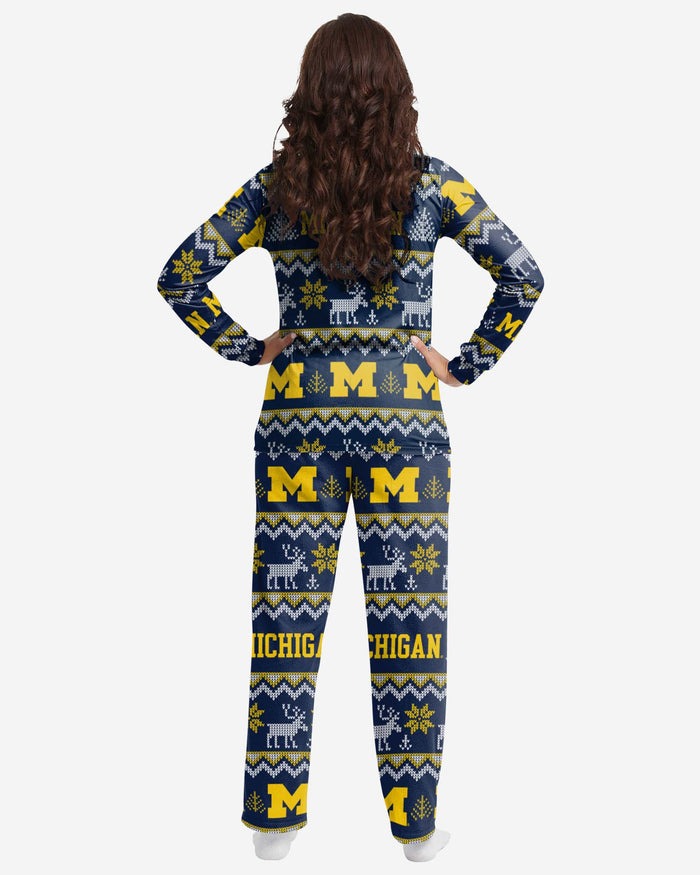 Michigan Wolverines Womens Ugly Pattern Family Holiday Pajamas FOCO - FOCO.com