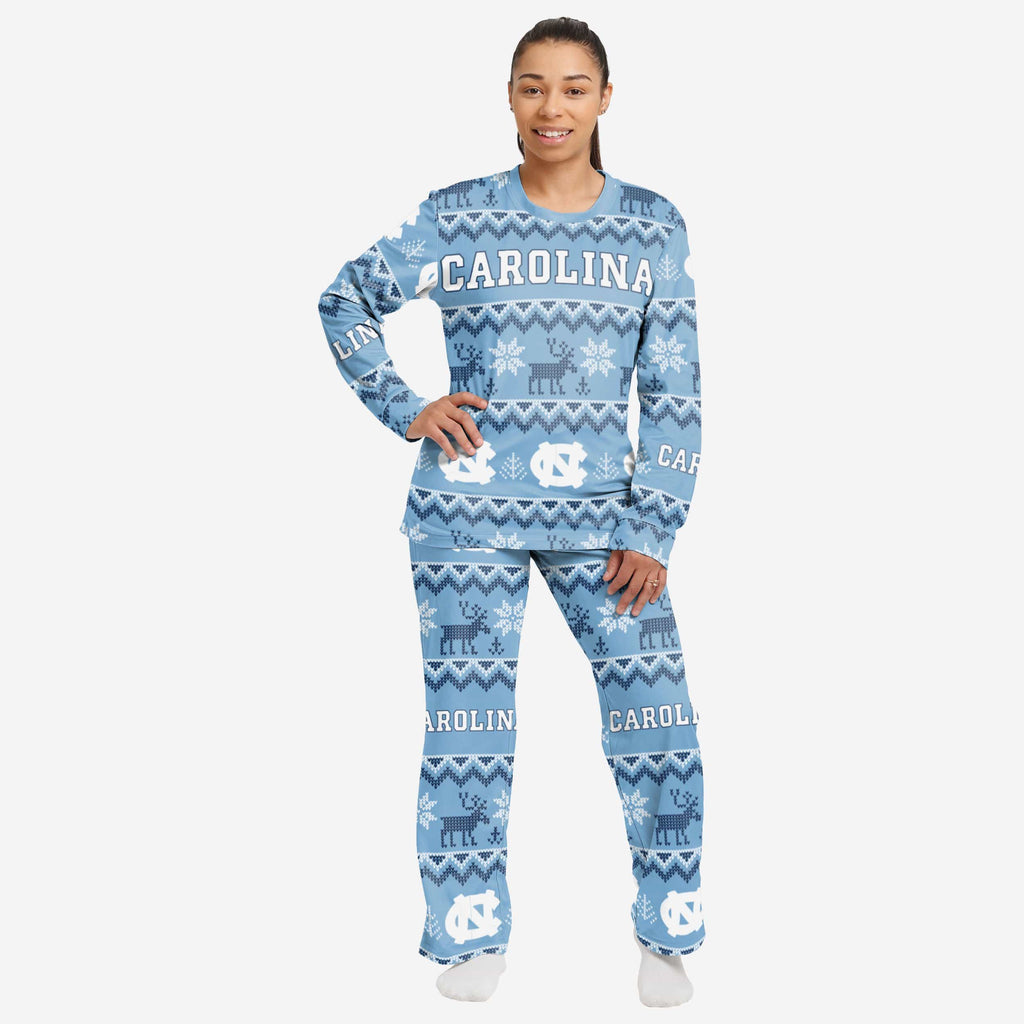 North Carolina Tar Heels Womens Ugly Pattern Family Holiday Pajamas FOCO S - FOCO.com