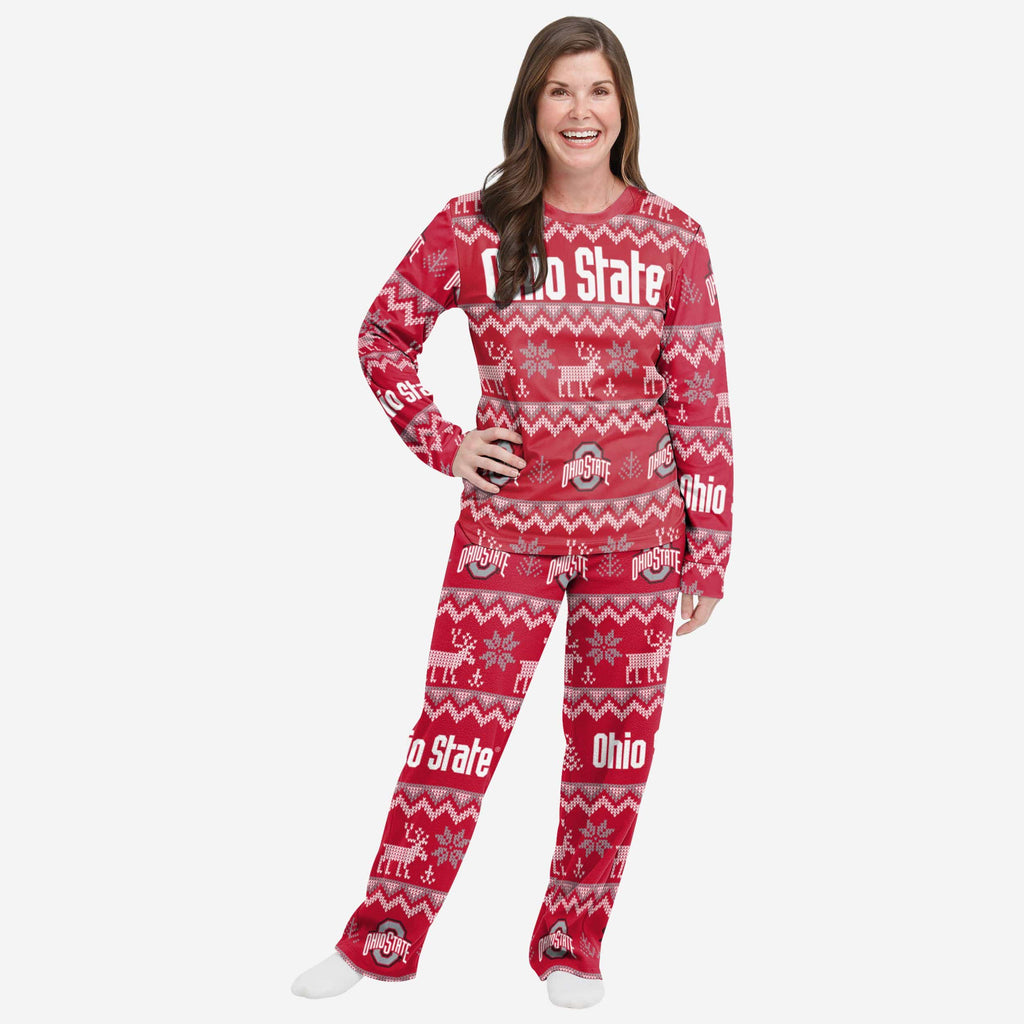 Ohio State Buckeyes Womens Ugly Pattern Family Holiday Pajamas FOCO S - FOCO.com