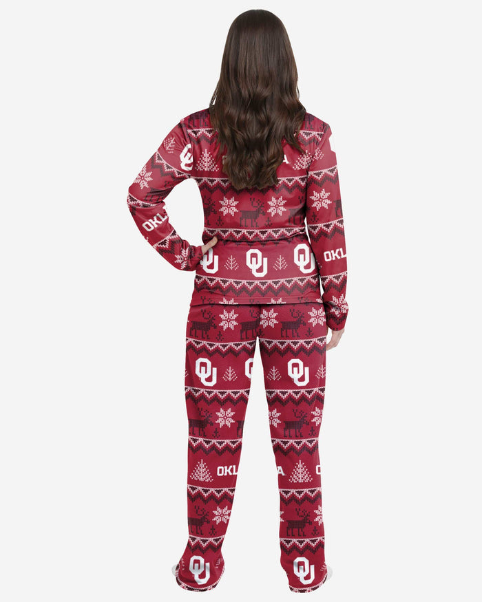 Oklahoma Sooners Womens Ugly Pattern Family Holiday Pajamas FOCO - FOCO.com