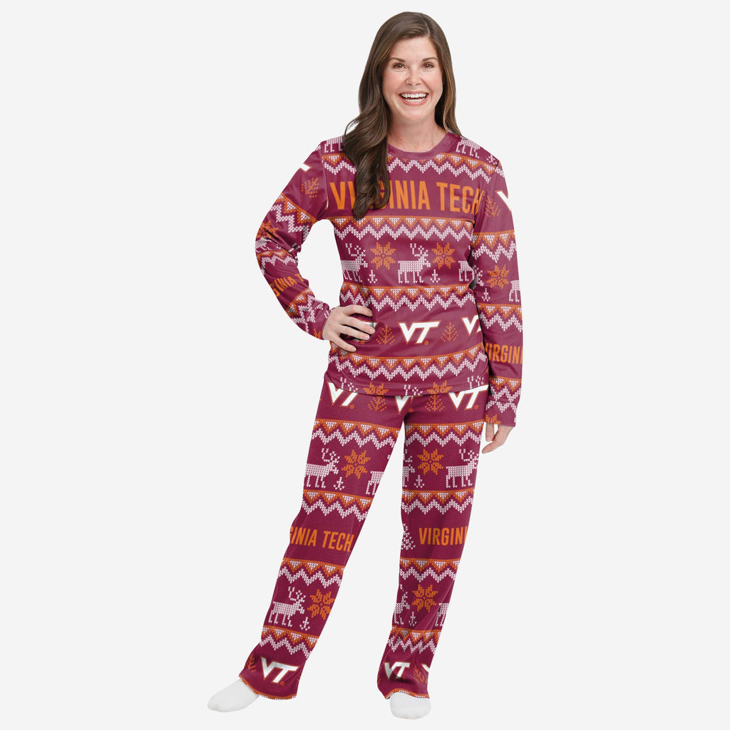 Virginia Tech Hokies Womens Ugly Pattern Family Holiday Pajamas FOCO S - FOCO.com