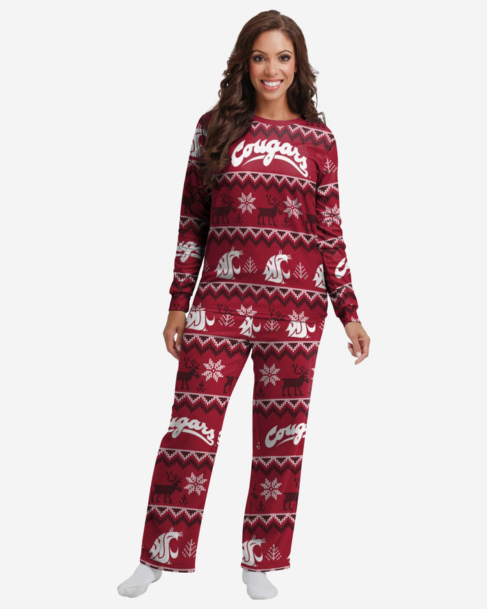 Washington State Cougars Womens Ugly Pattern Family Holiday Pajamas FOCO S - FOCO.com
