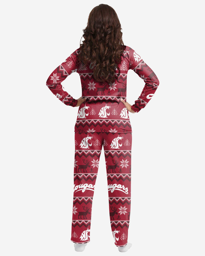 Washington State Cougars Womens Ugly Pattern Family Holiday Pajamas FOCO - FOCO.com