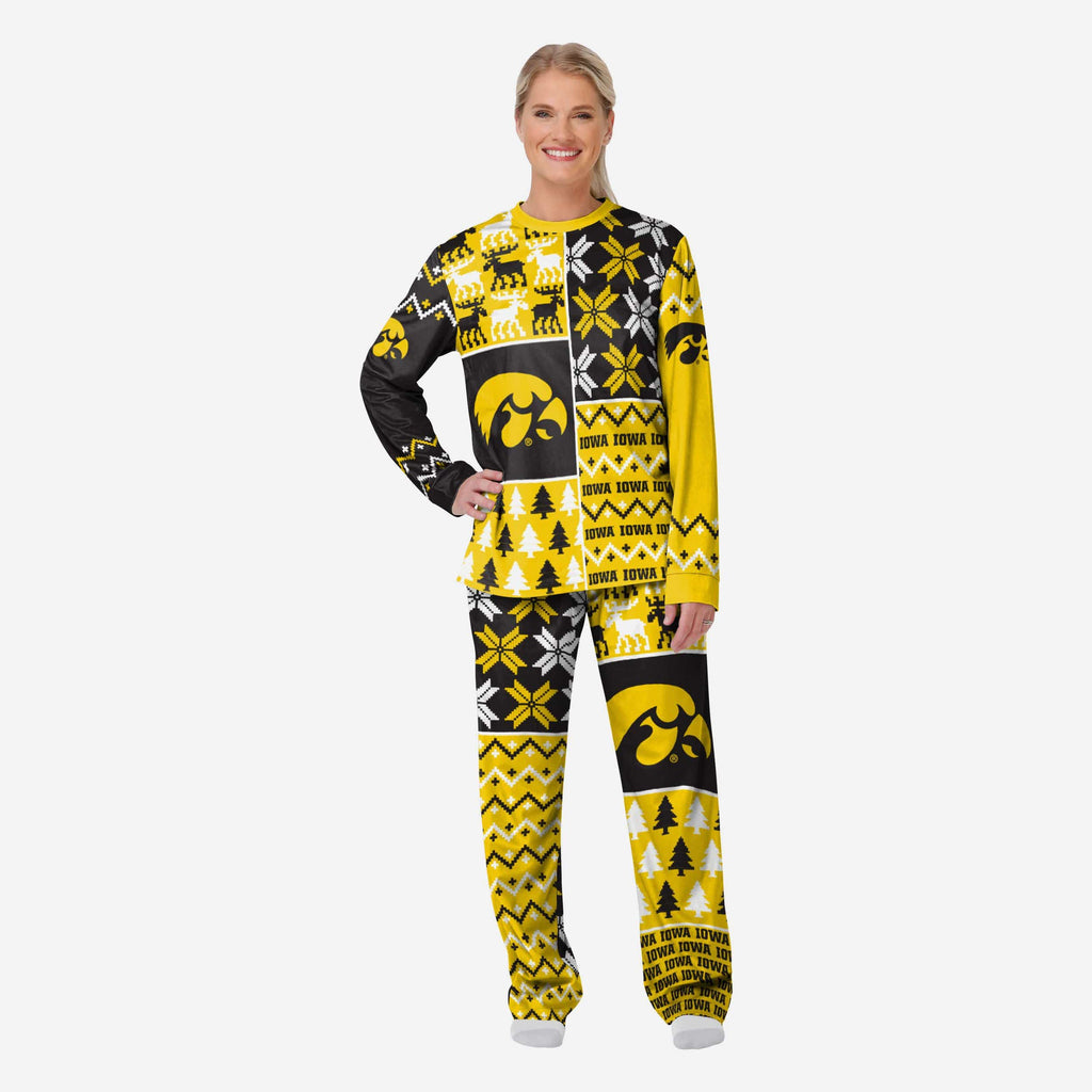 Iowa Hawkeyes Womens Busy Block Family Holiday Pajamas FOCO S - FOCO.com