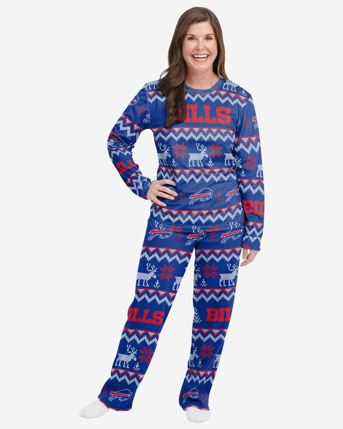 Buffalo Bills Womens Ugly Pattern Family Holiday Pajamas FOCO S - FOCO.com