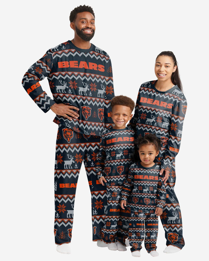 Chicago Bears Womens Ugly Pattern Family Holiday Pajamas FOCO - FOCO.com