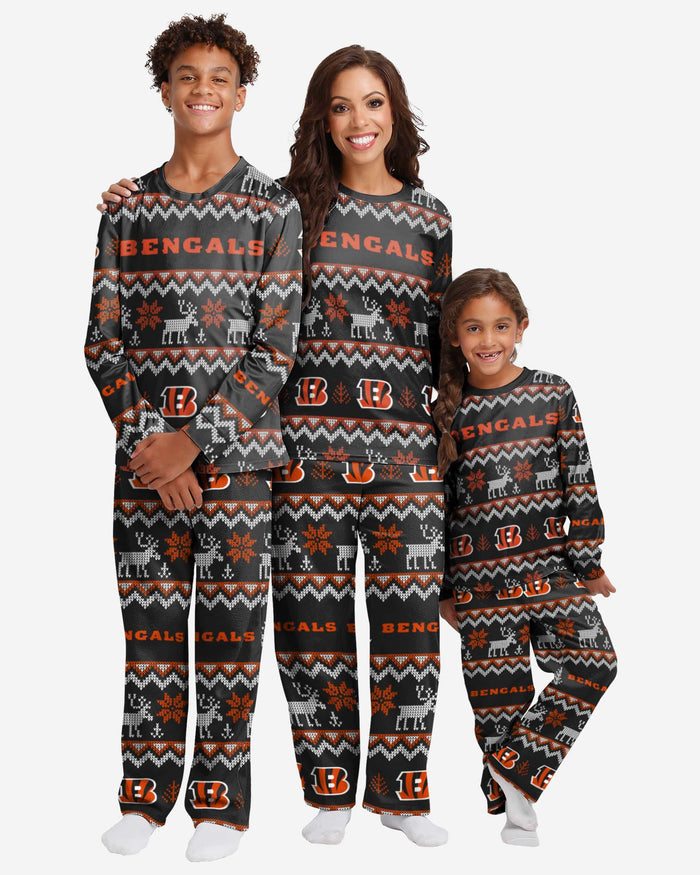 Cincinnati Bengals Womens Ugly Pattern Family Holiday Pajamas FOCO - FOCO.com