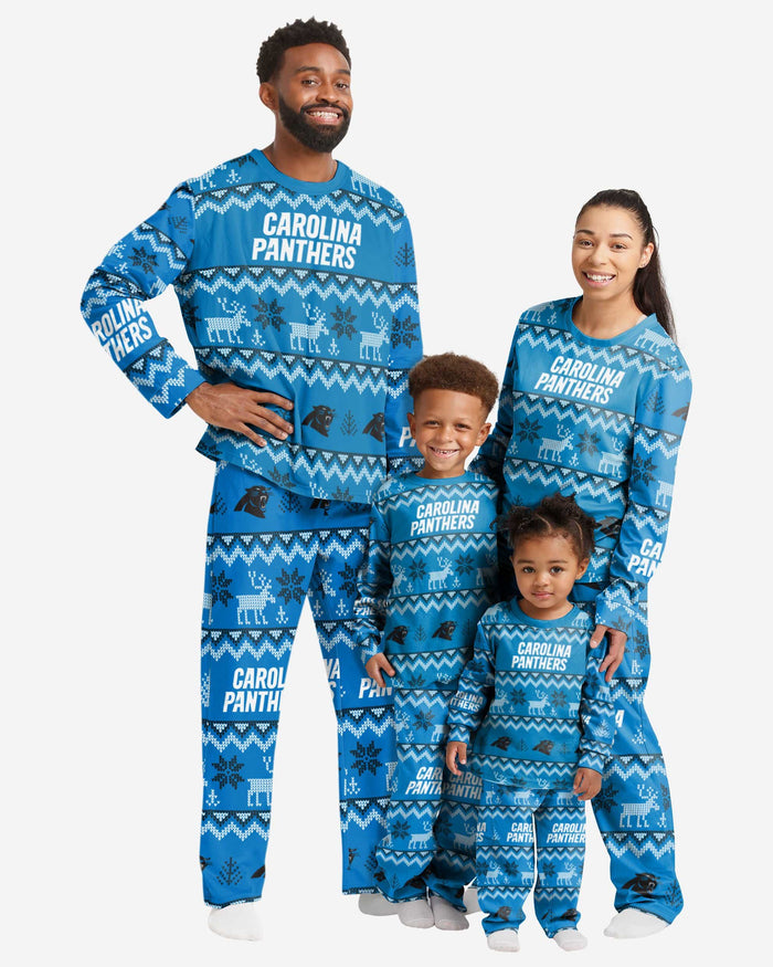 Carolina Panthers Womens Ugly Pattern Family Holiday Pajamas FOCO - FOCO.com