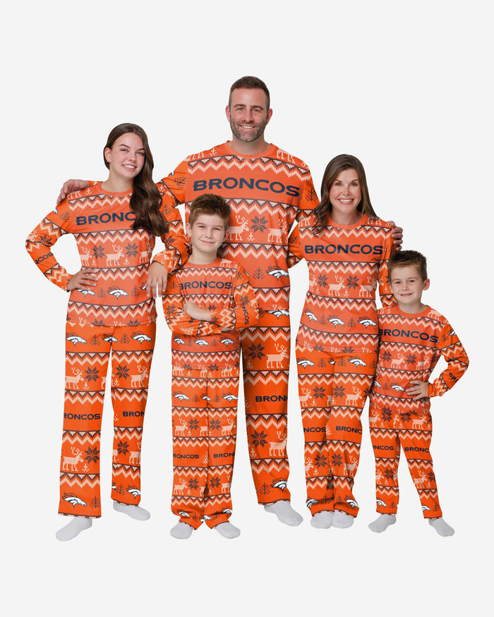 Denver Broncos Womens Ugly Pattern Family Holiday Pajamas FOCO - FOCO.com