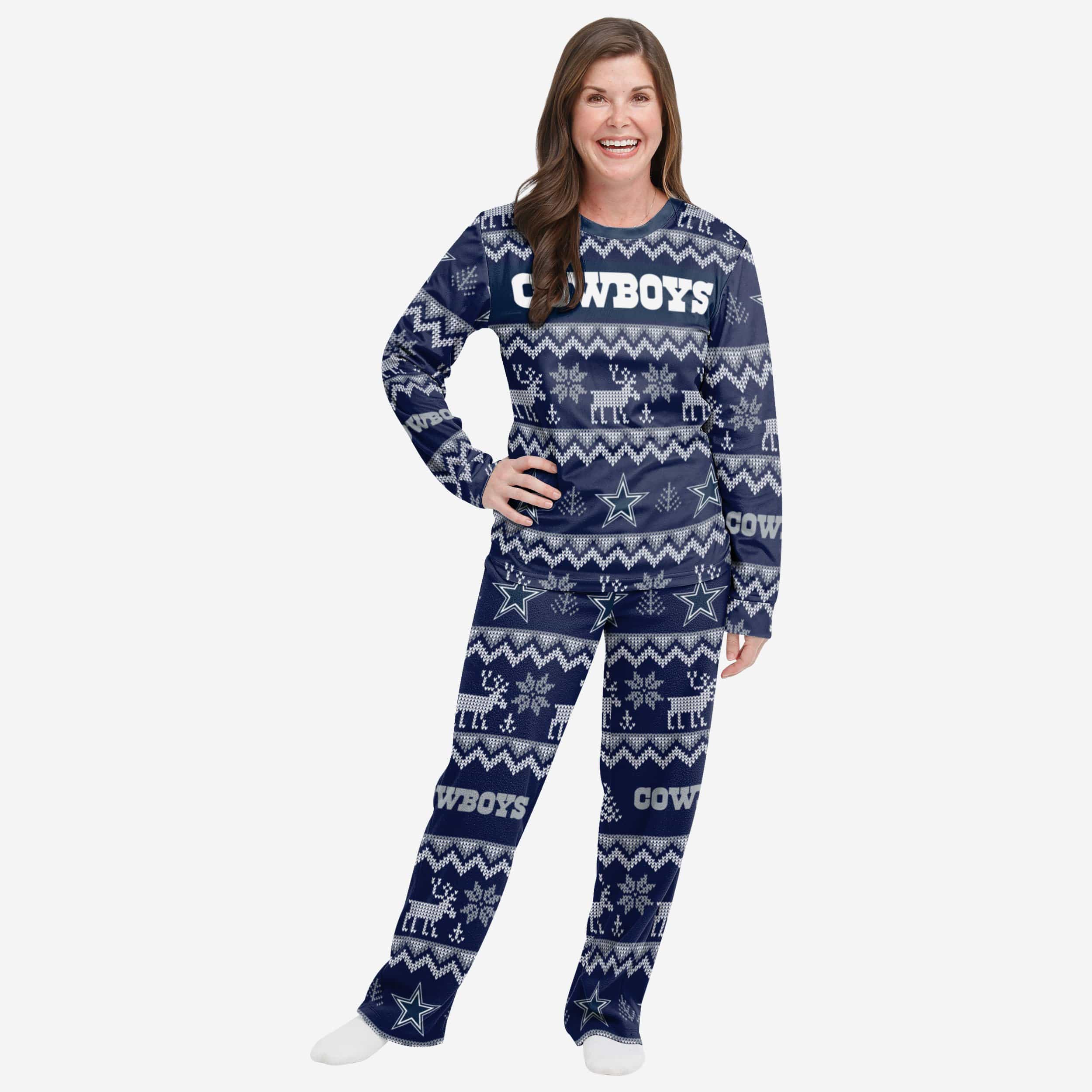 Dallas Cowboys Womens Ugly Pattern Family Holiday Pajamas