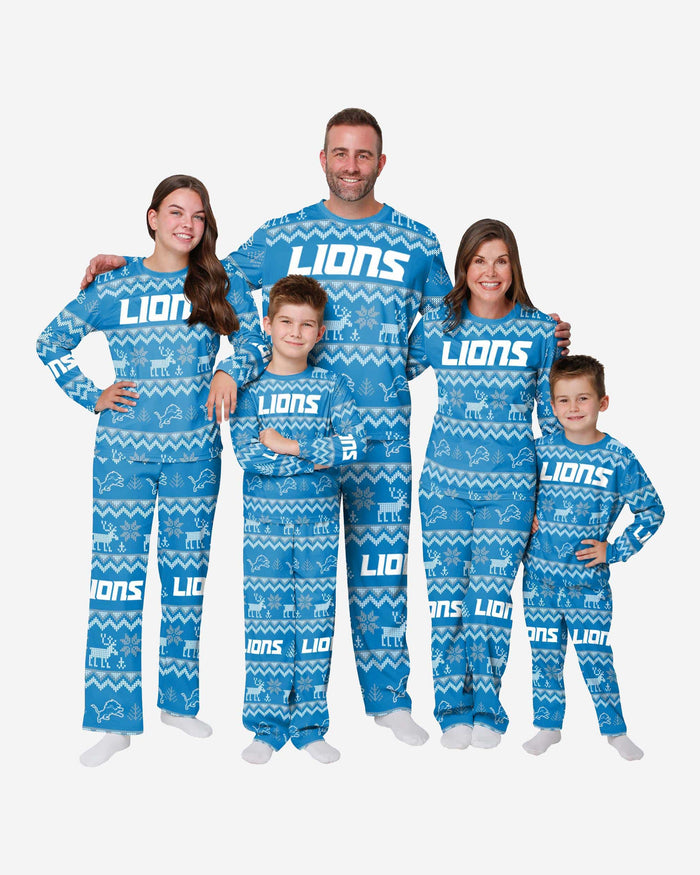 Detroit Lions Womens Ugly Pattern Family Holiday Pajamas FOCO - FOCO.com