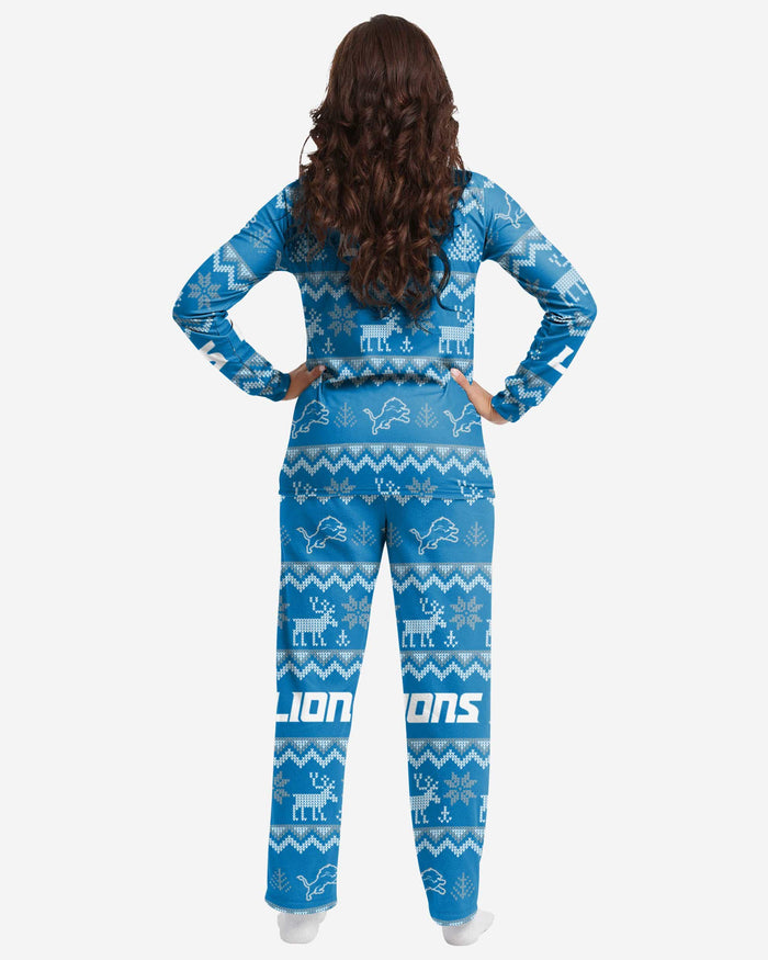 Detroit Lions Womens Ugly Pattern Family Holiday Pajamas FOCO - FOCO.com