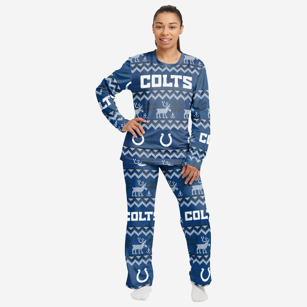 Indianapolis Colts Womens Ugly Pattern Family Holiday Pajamas FOCO S - FOCO.com