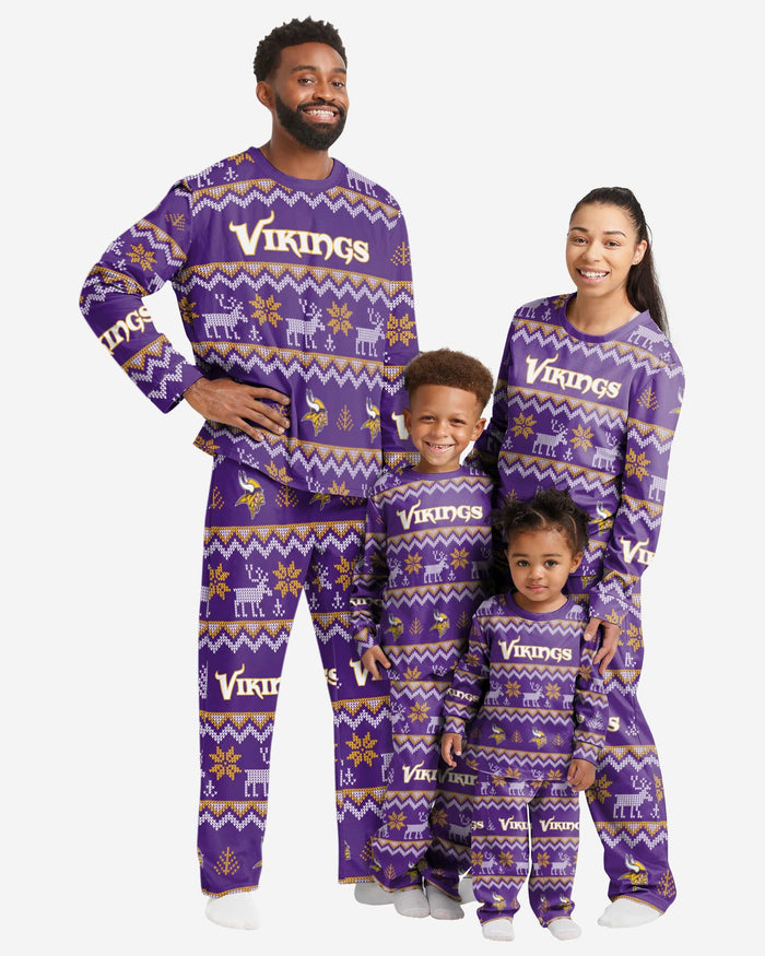 Minnesota Vikings Womens Ugly Pattern Family Holiday Pajamas FOCO - FOCO.com