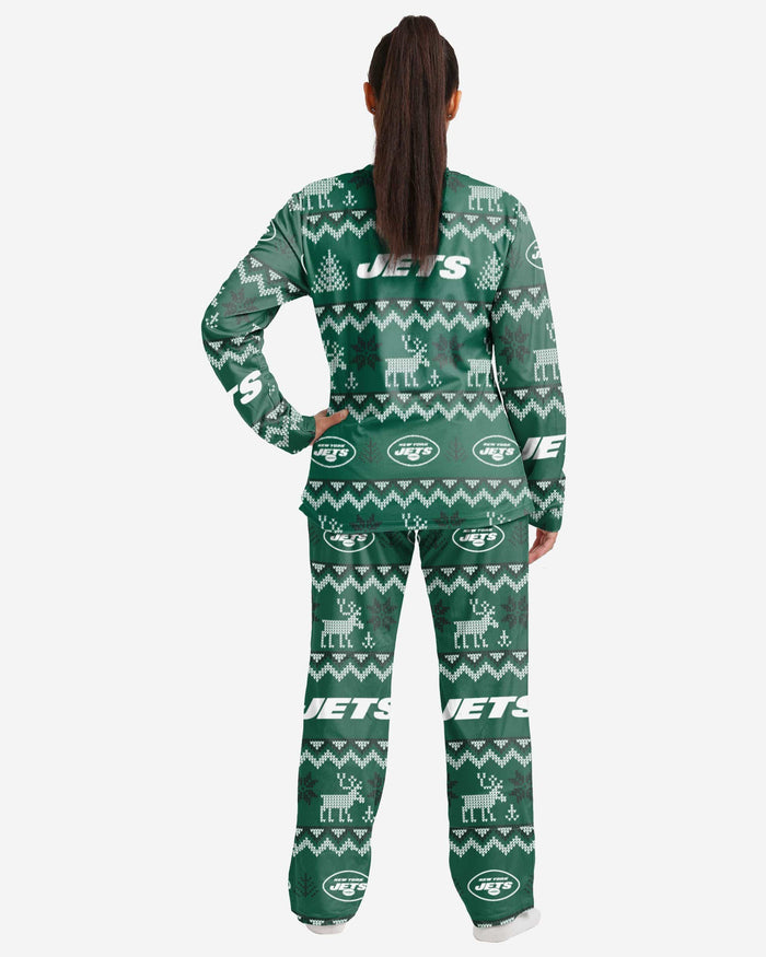 New York Jets Womens Ugly Pattern Family Holiday Pajamas FOCO - FOCO.com