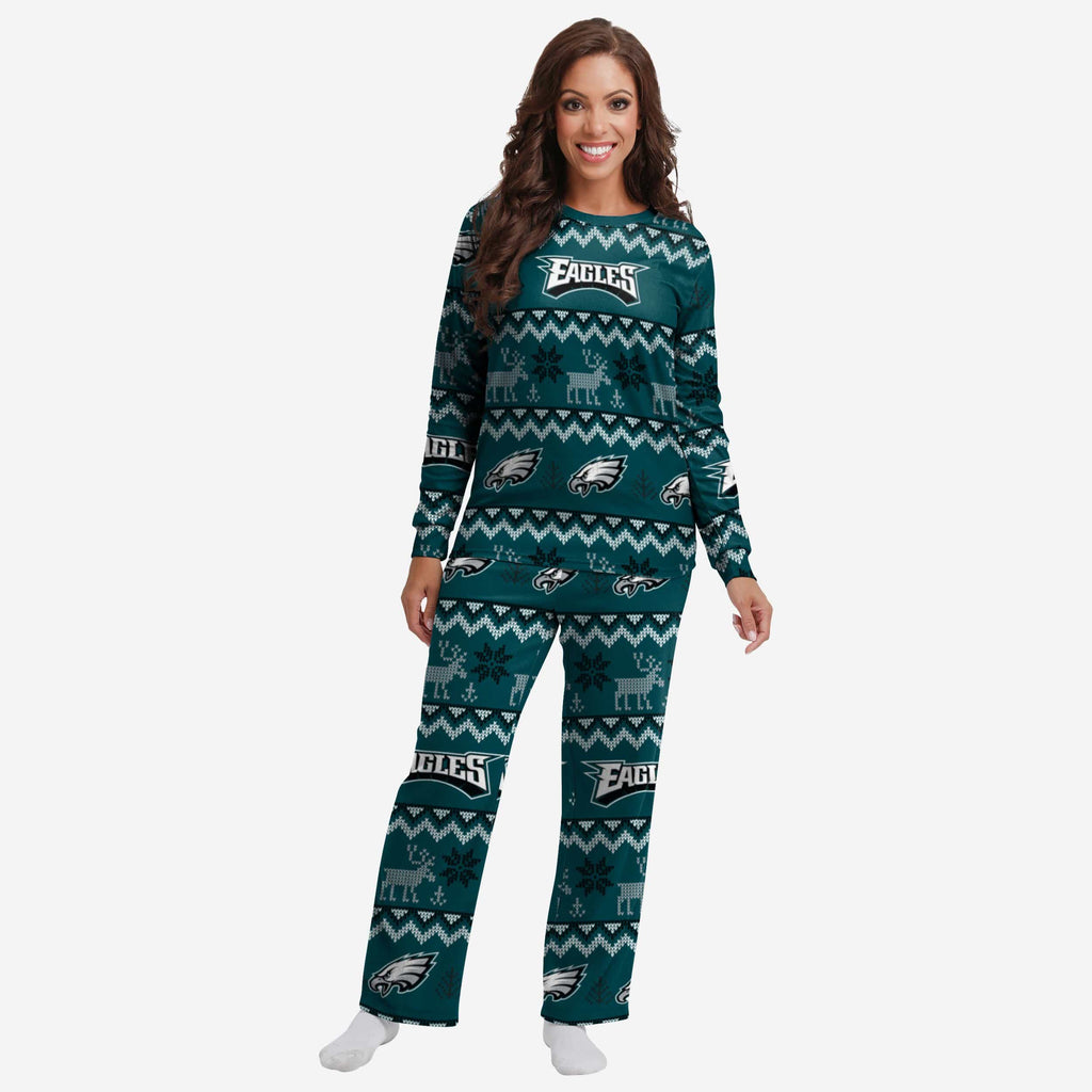 Philadelphia Eagles Womens Ugly Pattern Family Holiday Pajamas FOCO S - FOCO.com