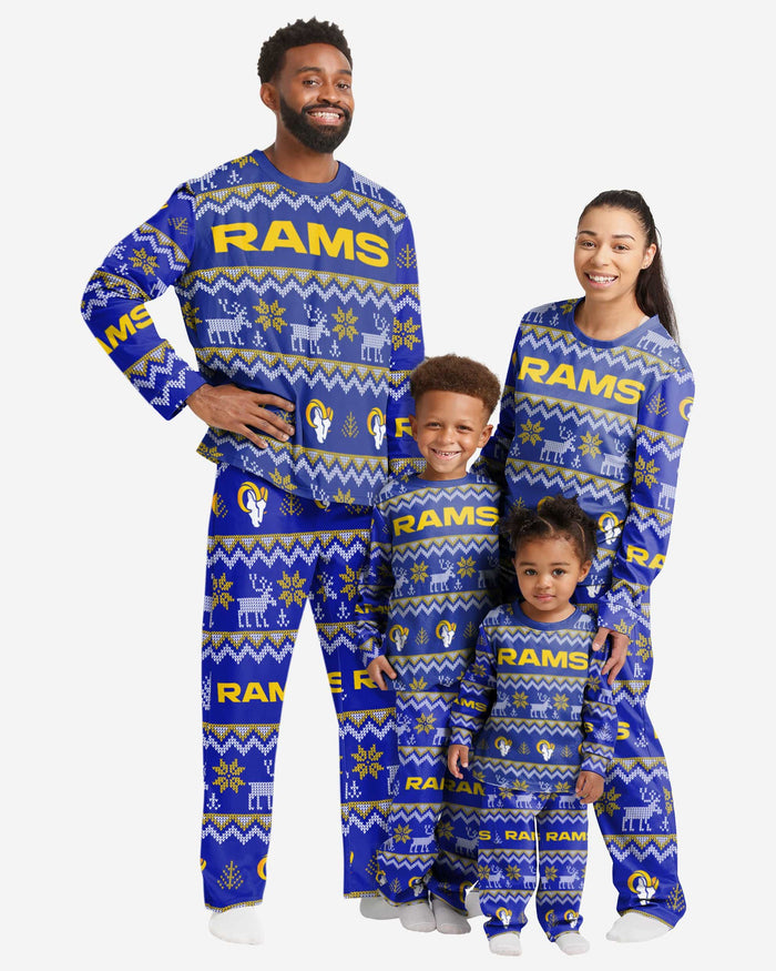 Los Angeles Rams Womens Ugly Pattern Family Holiday Pajamas FOCO - FOCO.com