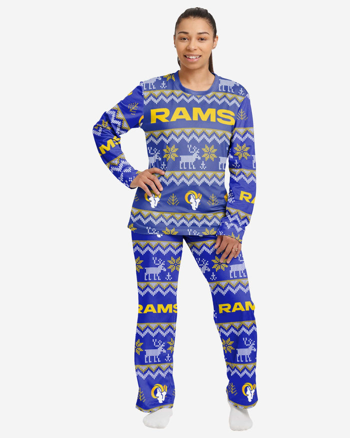 Los Angeles Rams Womens Ugly Pattern Family Holiday Pajamas FOCO S - FOCO.com