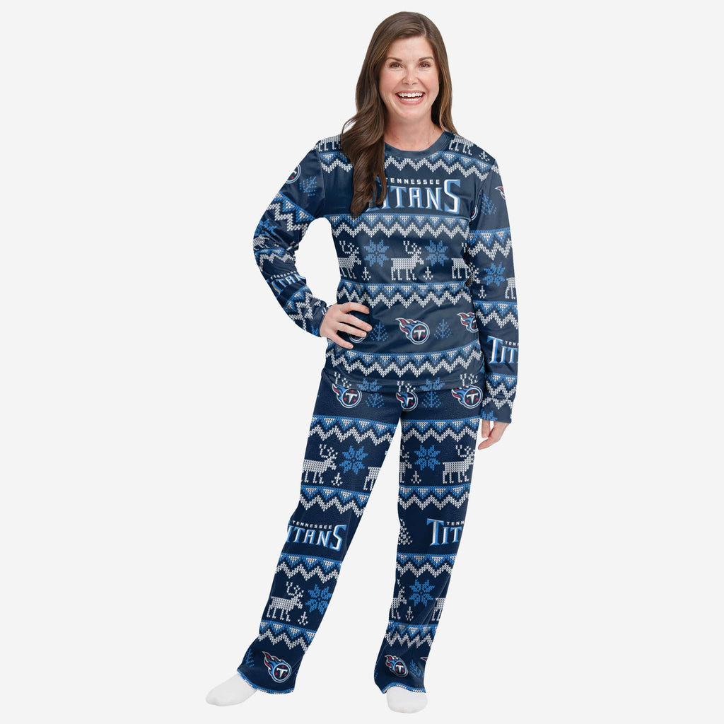 Tennessee Titans Womens Ugly Pattern Family Holiday Pajamas FOCO S - FOCO.com