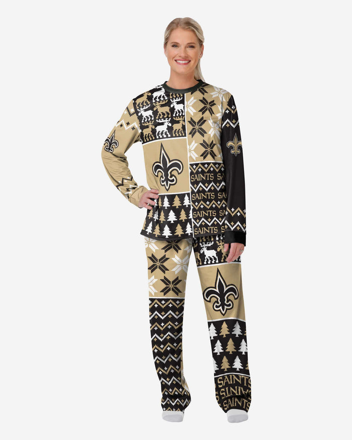 New Orleans Saints Womens Busy Block Family Holiday Pajamas FOCO S - FOCO.com