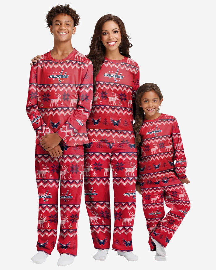 Washington Capitals Womens Ugly Pattern Family Holiday Pajamas FOCO - FOCO.com