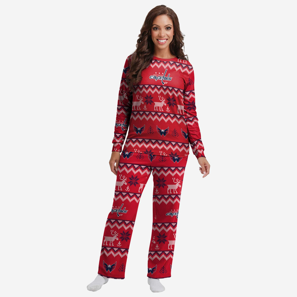 Washington Capitals Womens Ugly Pattern Family Holiday Pajamas FOCO S - FOCO.com
