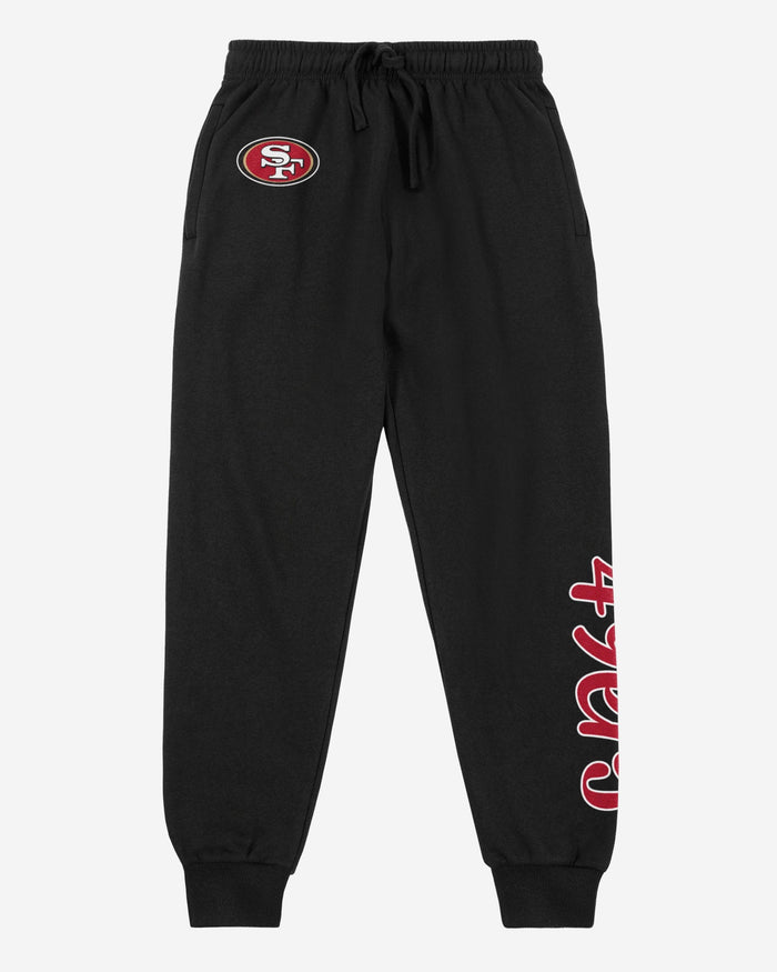 San Francisco 49ers Womens Script Wordmark Black Joggers FOCO - FOCO.com