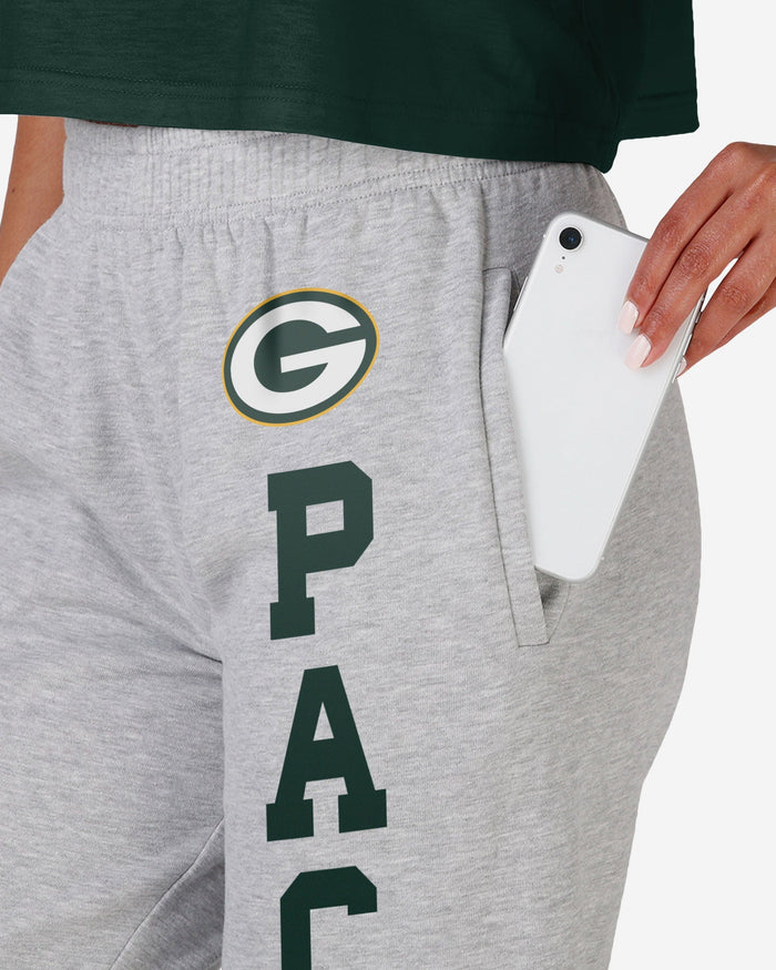 Green Bay Packers Womens Big Wordmark Gray Sweatpants FOCO - FOCO.com
